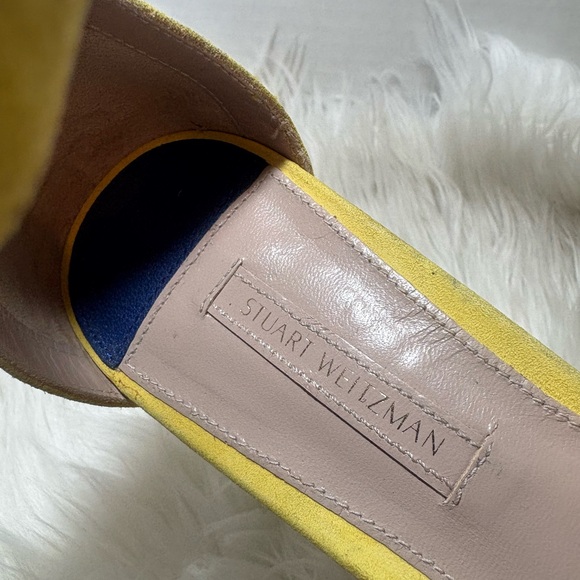 STUART WEITZMAN Square Nudist Yellow Suede Sandals - Picture 6 of 11